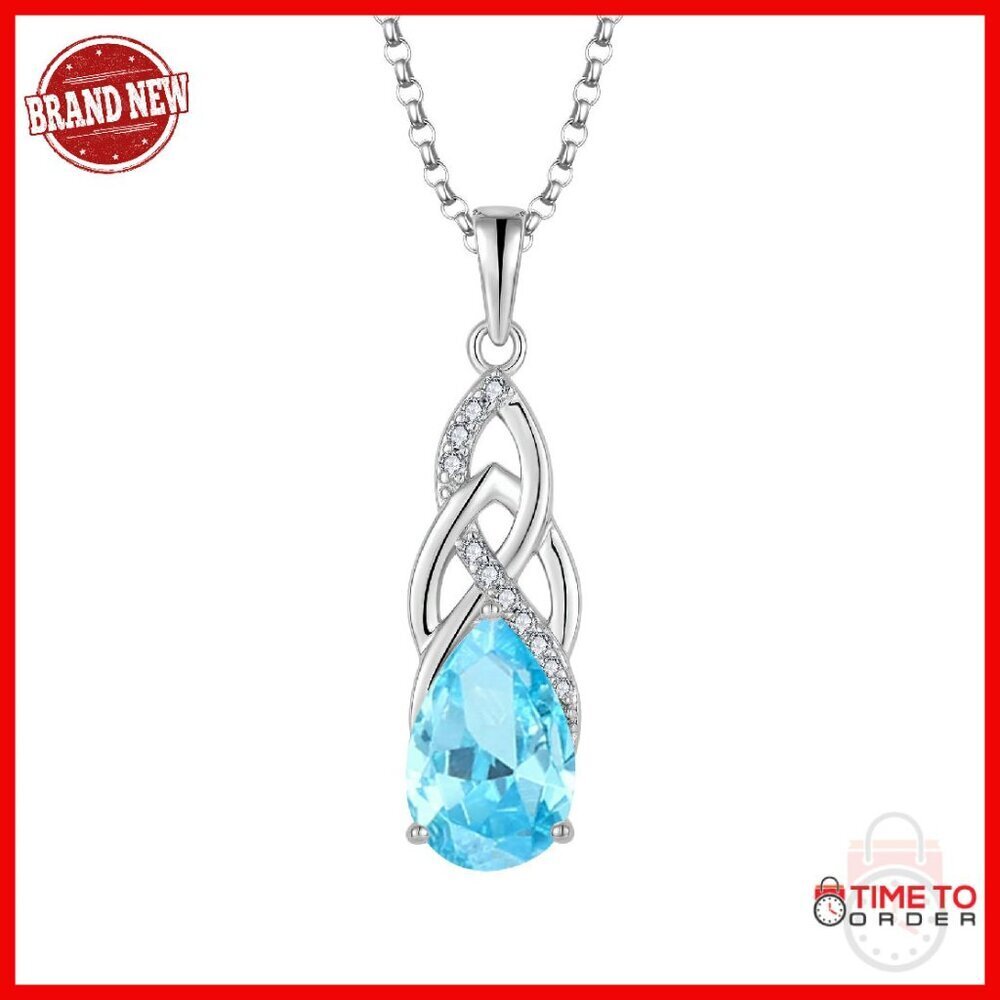 Sterling Silver Celtic Knot Infinity Pendant Necklace with Birthstone